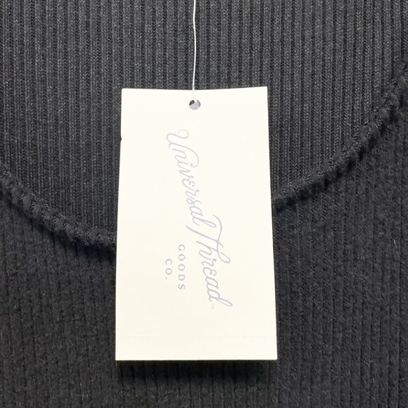 Universal Thread Women's Ribbed Drop Waist Knit Midi Slip Dress Black Size L - Picture 4 of 6